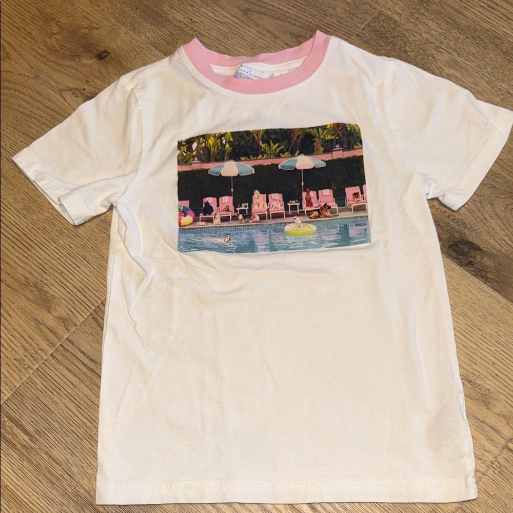 Janie and Jack Gray Malin dogs in pool boys shirt